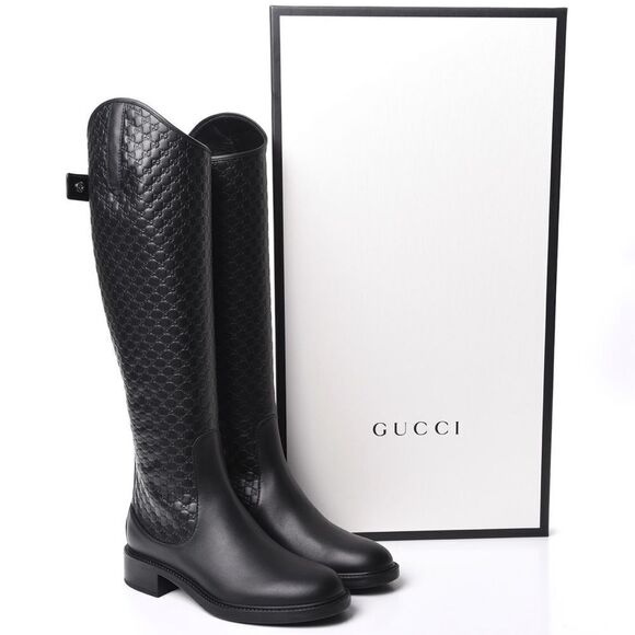 GUCCI Black
Microguccissima Knee High Riding Boots - Picture 1 of 8